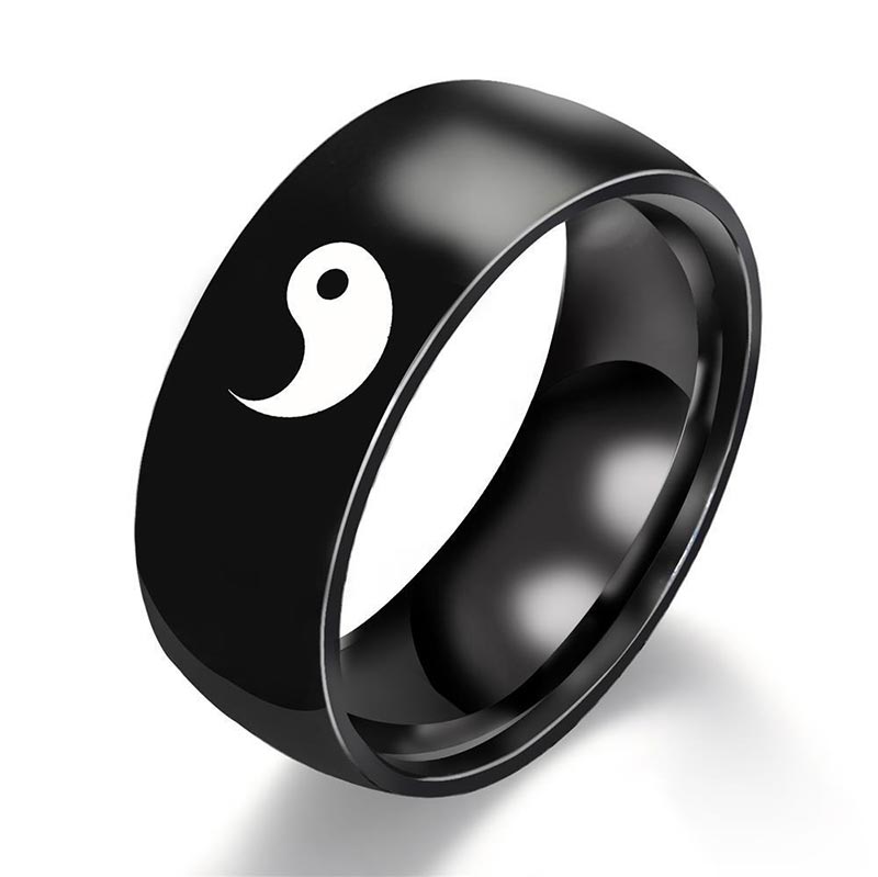 Bagues acier inoxydable Yin Yang noir et argent – Léo