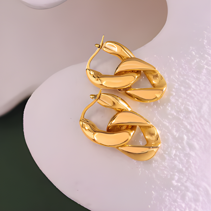 Boucles d'oreilles pendantes géométriques ovales dorées