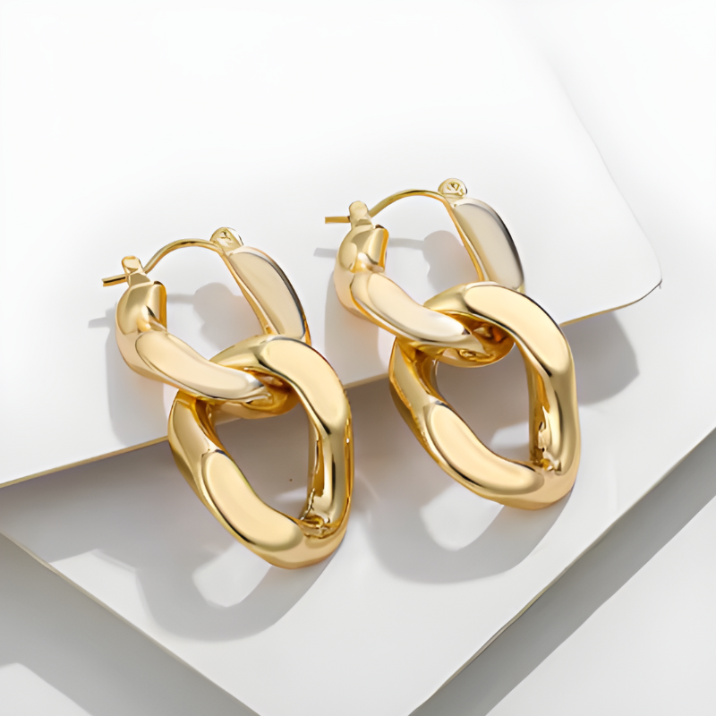 Boucles d'oreilles pendantes géométriques ovales dorées