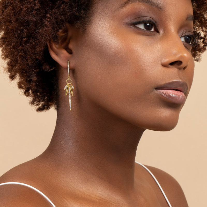 Boucles d'oreilles plumes avec zircons