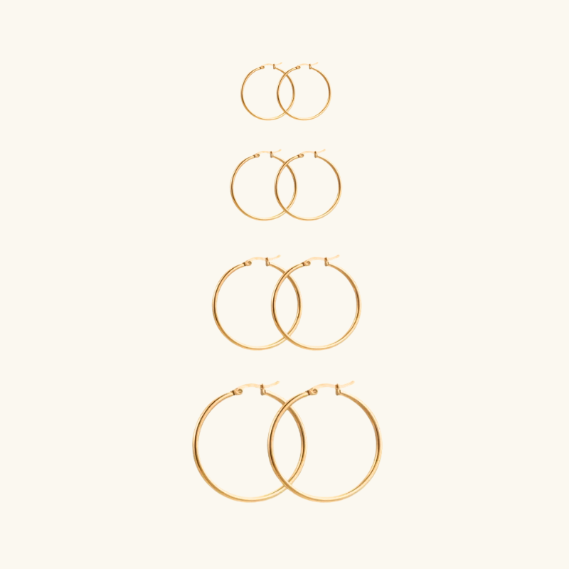 Set de Créoles Dorées Élégantes Multi-Tailles