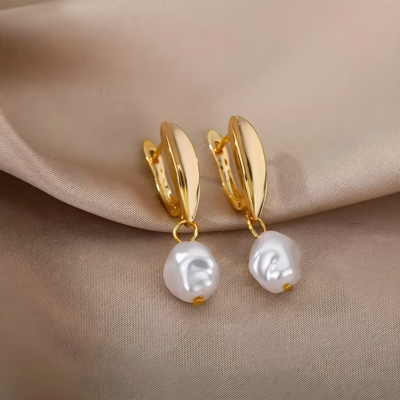 Boucles d'oreilles perles irrégulières plaquées or