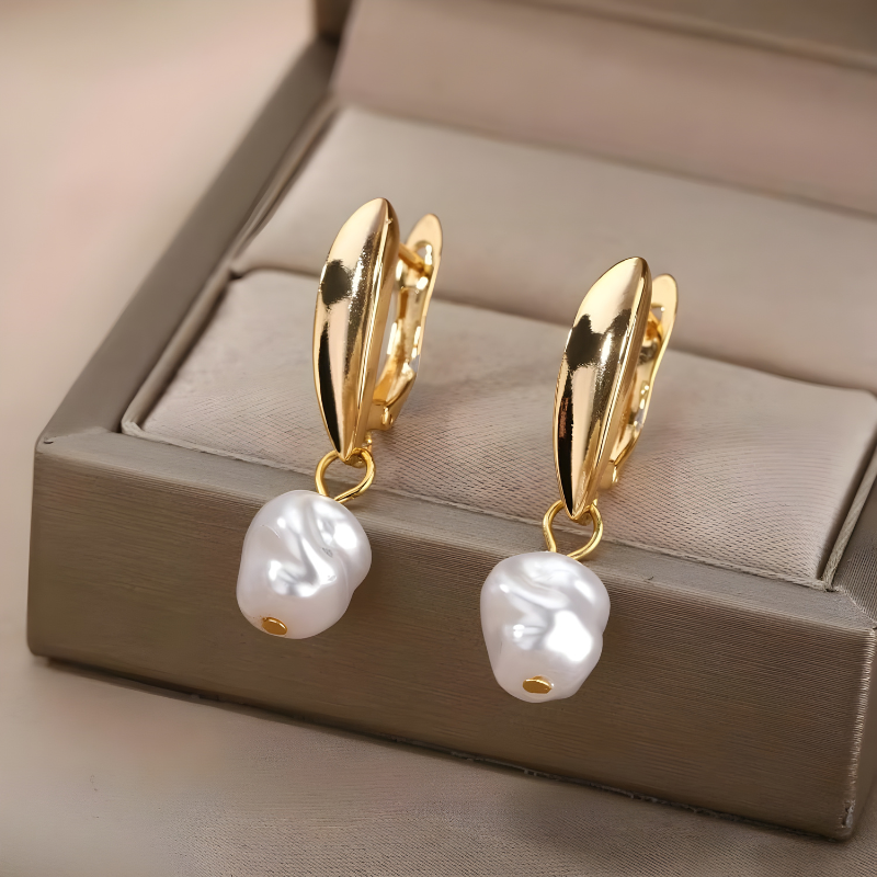 Boucles d'oreilles perles irrégulières plaquées or