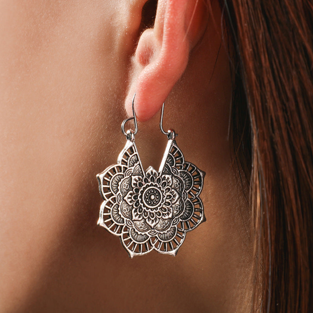 Boucles d'Oreilles Lotus Mandala Or