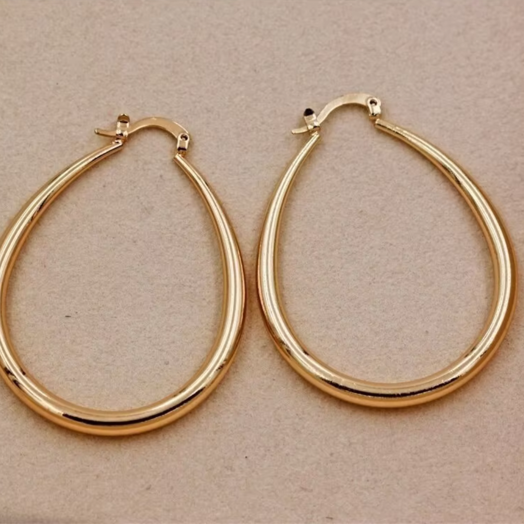 Boucles d'Oreilles Créoles Dorées Vintage