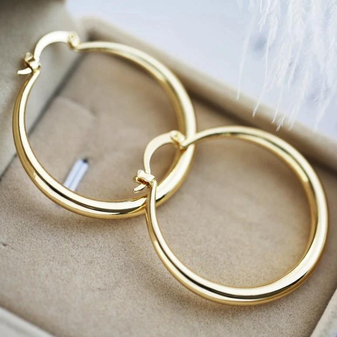 Boucles d'Oreilles Créoles Dorées Grandes