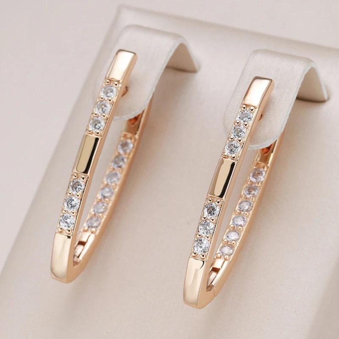 Boucles d'oreilles Élégance Zirconia Or