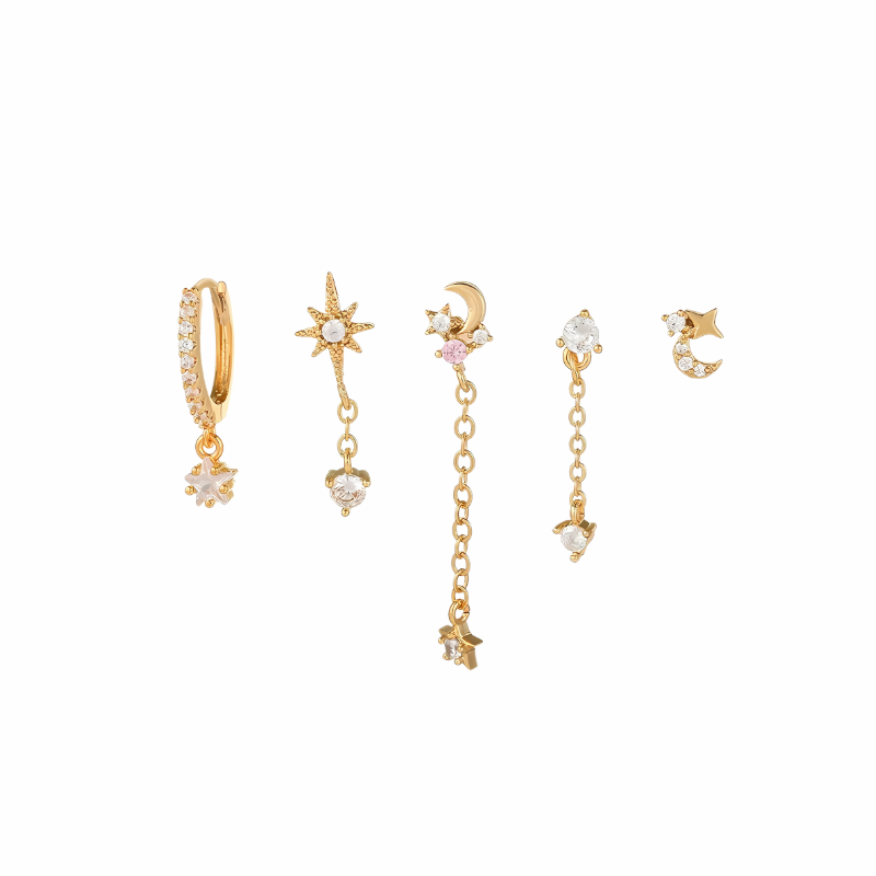 Boucles d'oreilles gouttes lune plaqué or