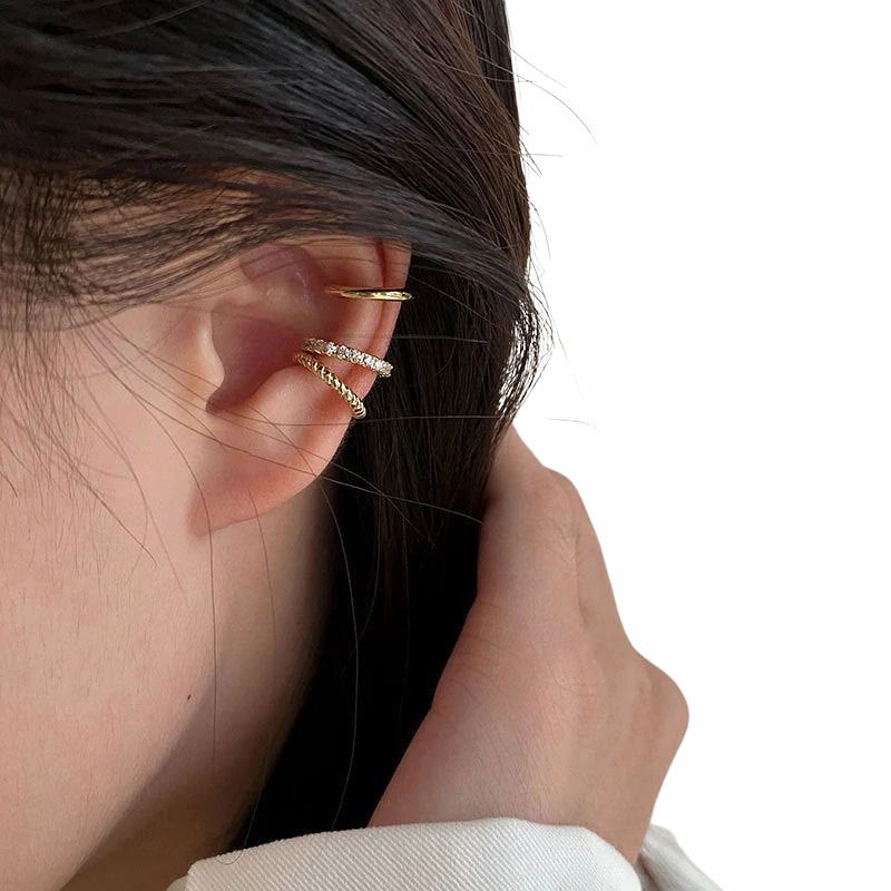 Boucles d'oreilles ear cuff géométriques 3 pièces