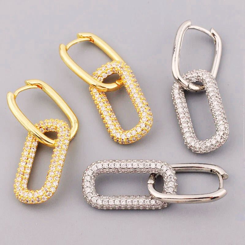 Boucles d'oreilles de luxe à double exquise en zircon