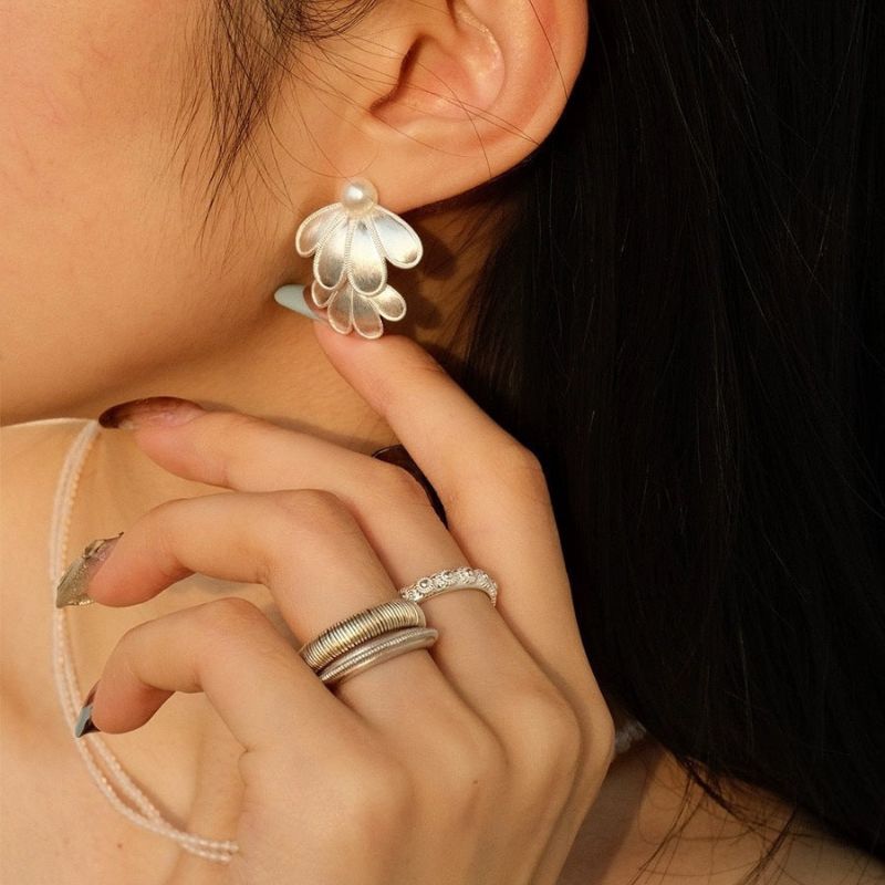Boucles d'oreilles Fleurs à Double Couche