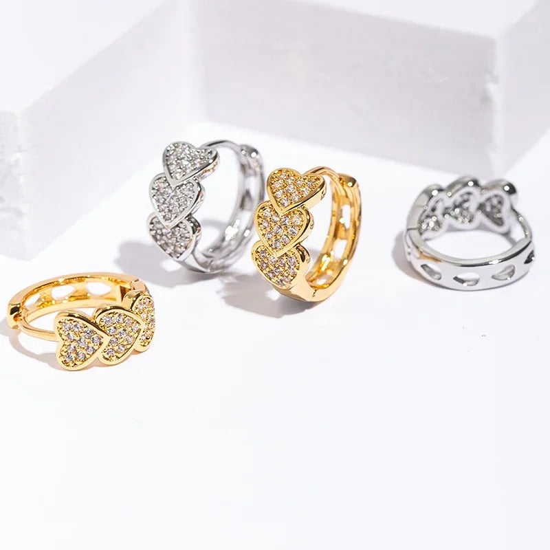 Boucles d'oreilles créoles cœur scintillantes