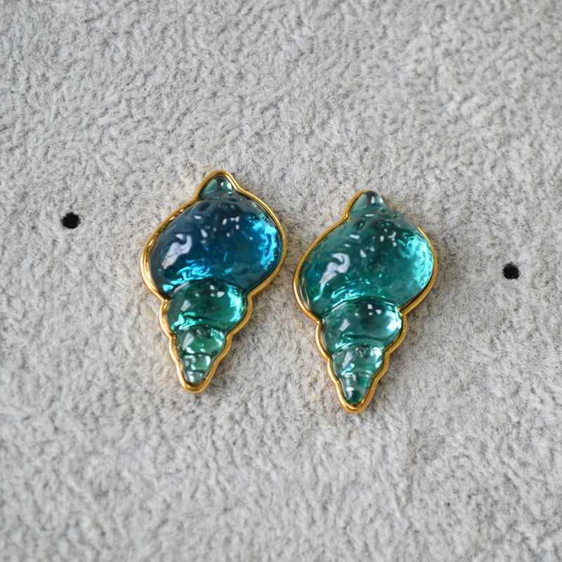 Boucles d'oreilles Coquillage Bleu Océan