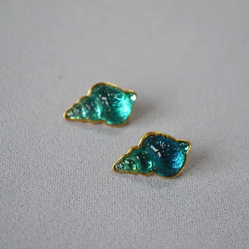 Boucles d'oreilles Coquillage Bleu Océan