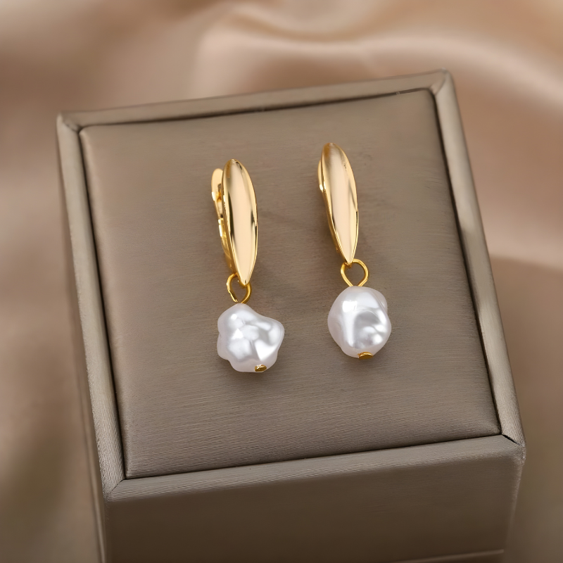 Boucles d'oreilles perles irrégulières plaquées or