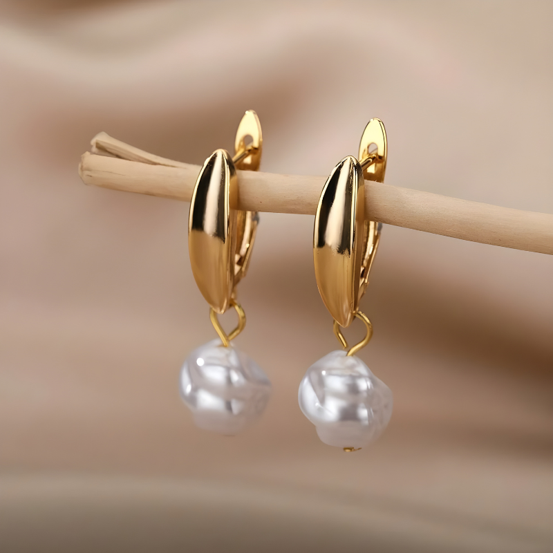Boucles d'oreilles perles irrégulières plaquées or