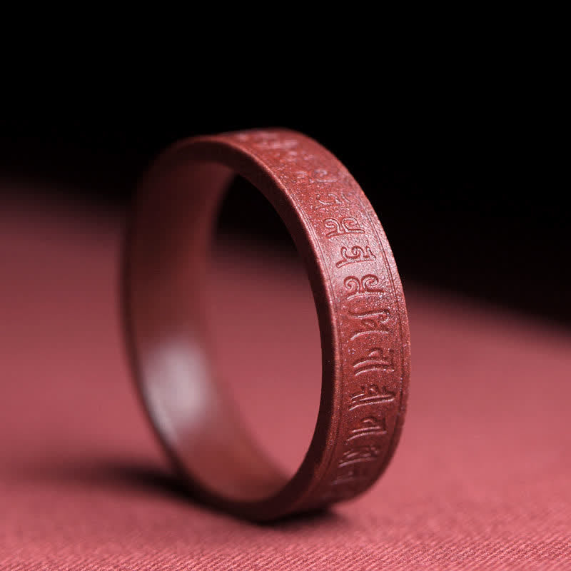 Bague cinabre rouge gravée nuages – Léo