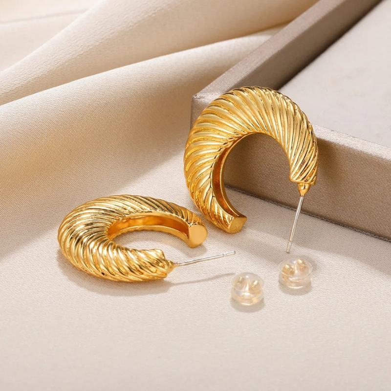 Boucles d'oreilles Créoles en plaqué or torsadé