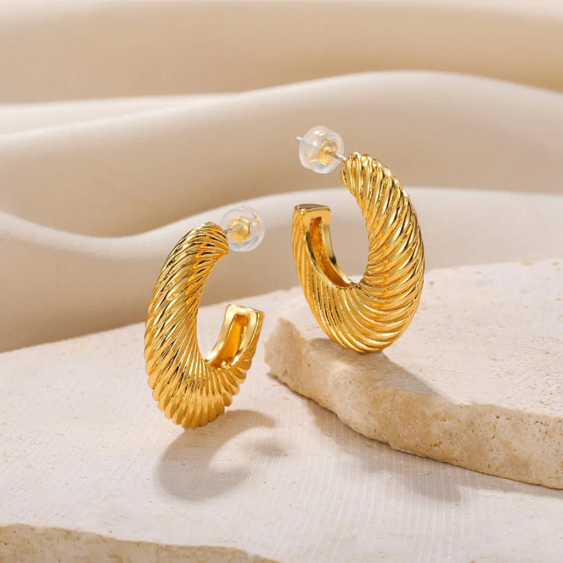 Boucles d'oreilles Créoles en plaqué or torsadé