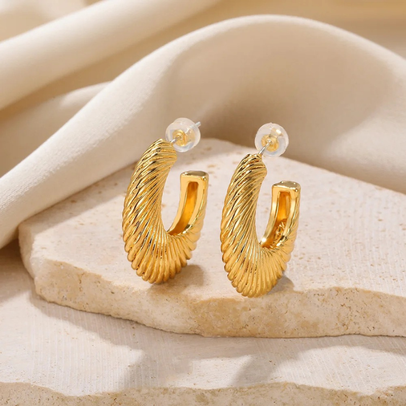 Boucles d'oreilles Créoles en plaqué or torsadé