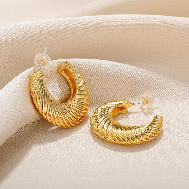 Boucles d'oreilles Créoles en plaqué or torsadé