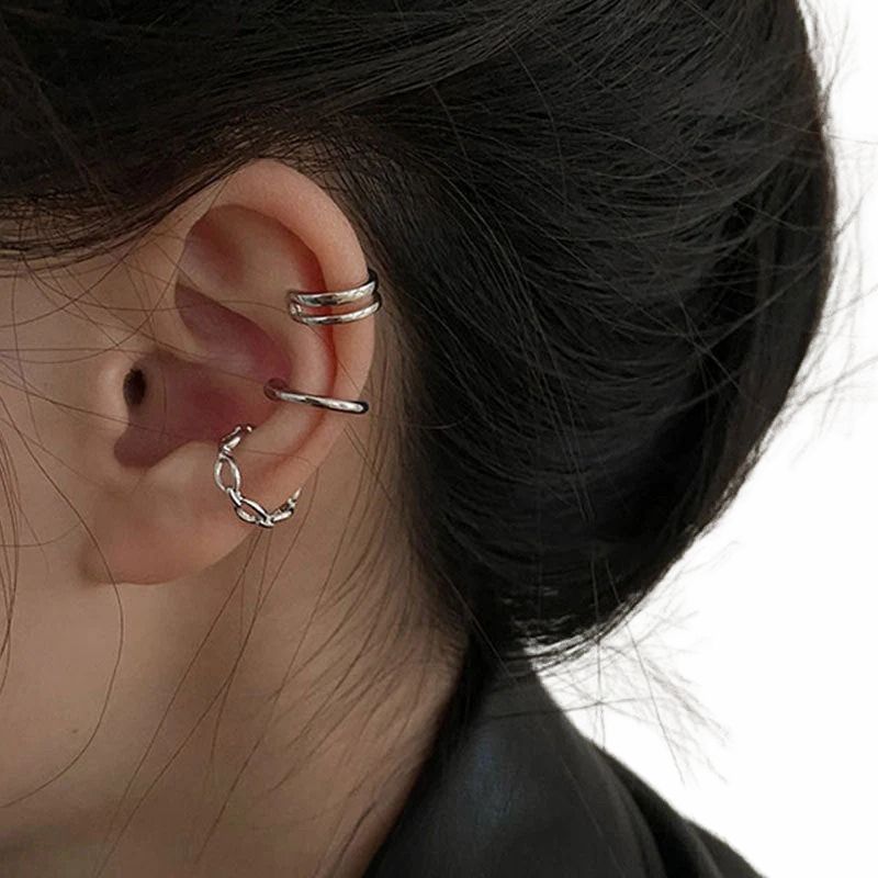 Boucles d'oreilles ear cuff géométriques 3 pièces
