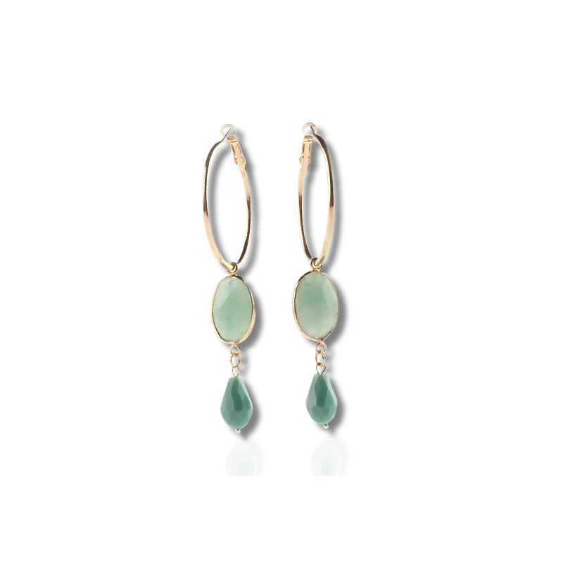 Boucles d'oreilles créoles dorées avec pierres colorées