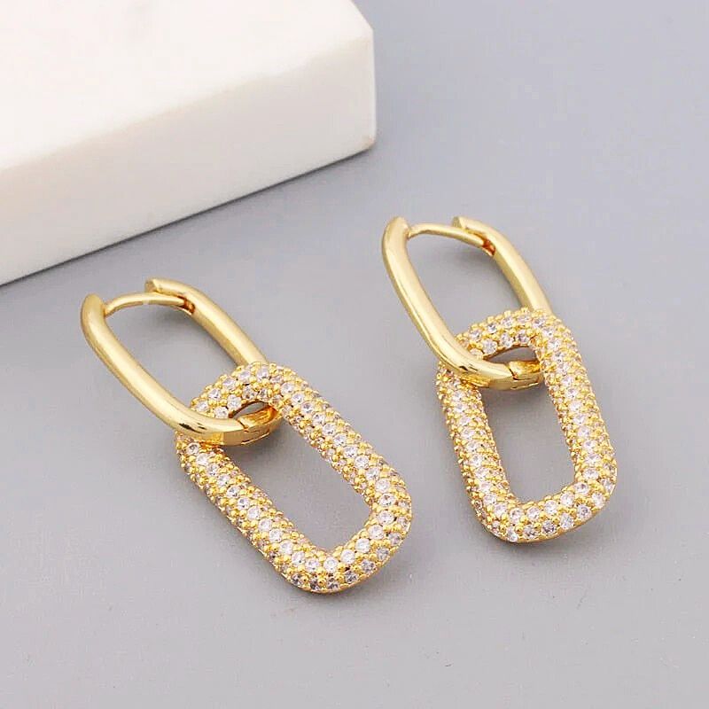 Boucles d'oreilles de luxe à double exquise en zircon
