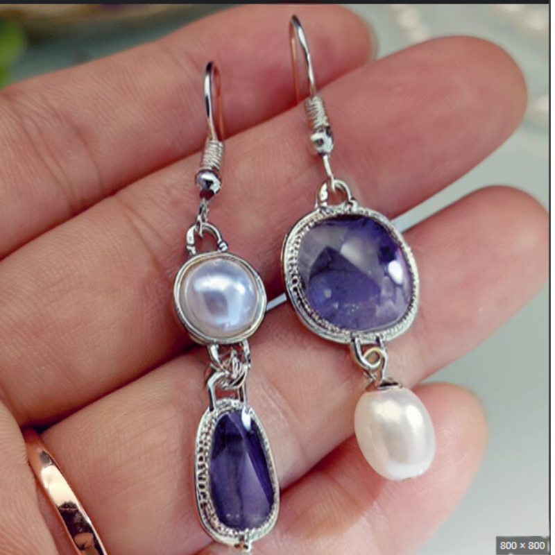 Boucles d'Oreilles Vintage en Agate Or