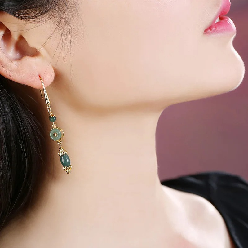 Boucles d'oreilles Vintage Goutte Verte