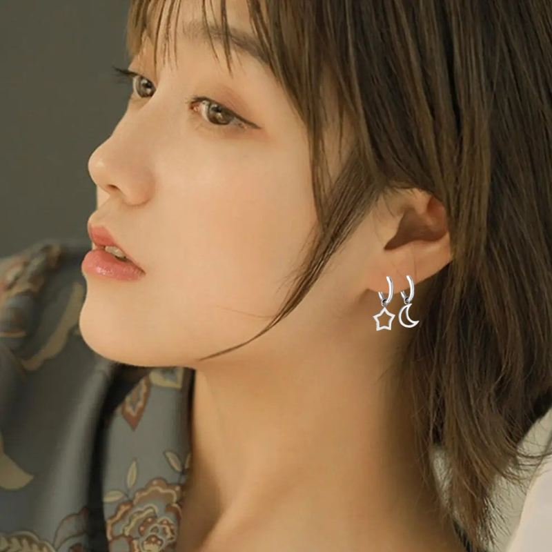 Boucles d'oreilles Tendance Lune et Etoile