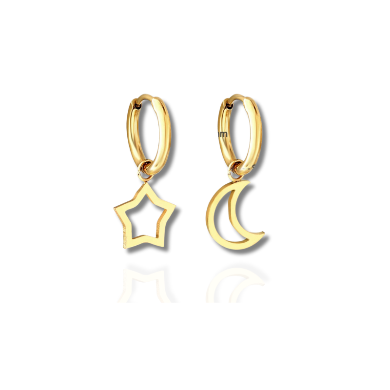 Boucles d'oreilles Tendance Lune et Etoile
