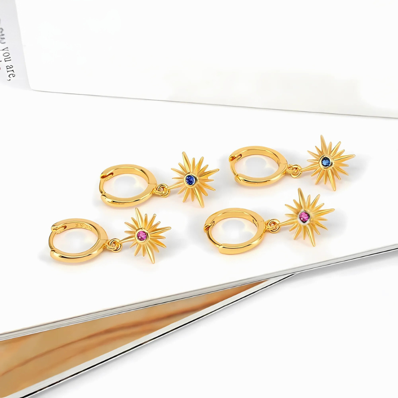 Créoles Dorées Étoile Scintillante avec Zircone