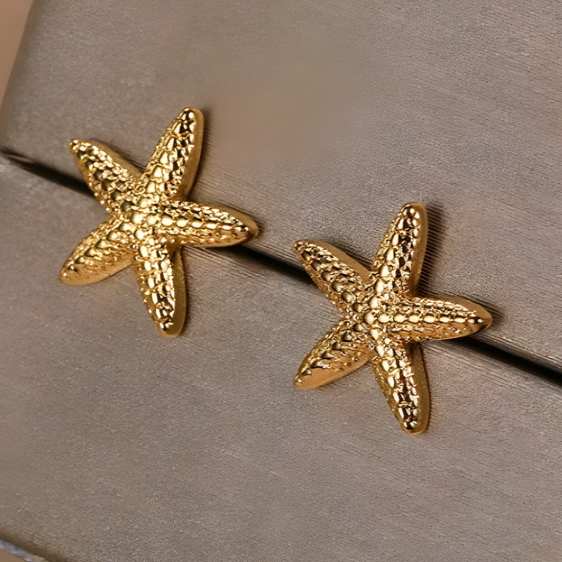 Boucles d'oreilles étoile de mer en plaqué or