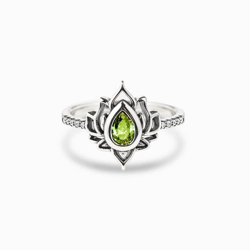 Bague goutte zircon bleu argent lotus – Léo