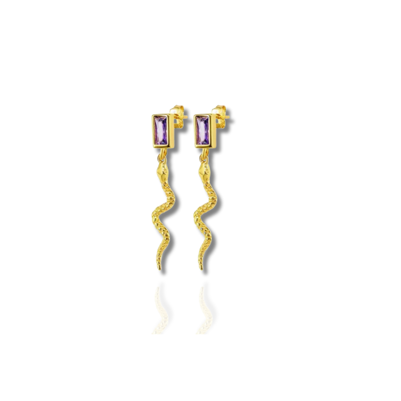 Boucles d'Oreilles Serpent Élégantes avec Zircon