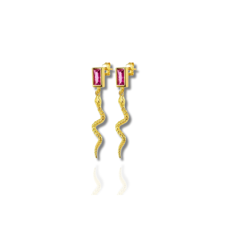 Boucles d'Oreilles Serpent Élégantes avec Zircon