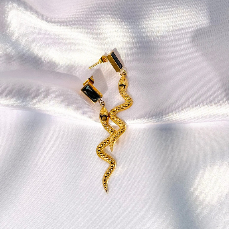 Boucles d'Oreilles Serpent Élégantes avec Zircon