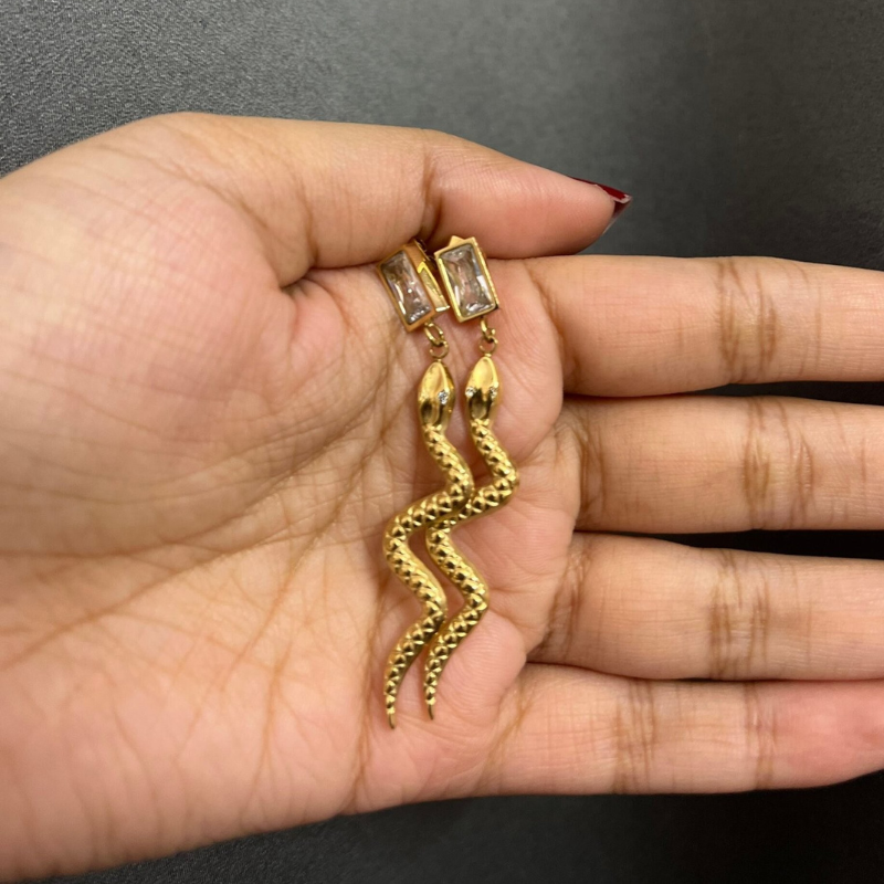 Boucles d'Oreilles Serpent Élégantes avec Zircon