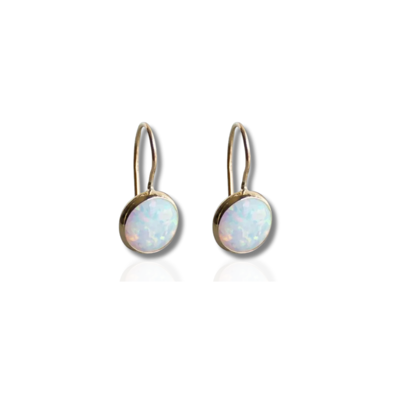 Boucles d'oreilles Pendantes Plaquées or avec Pierre d'opale