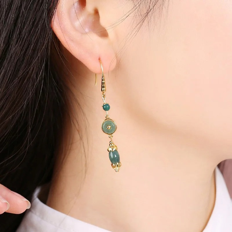 Boucles d'oreilles Vintage Goutte Verte