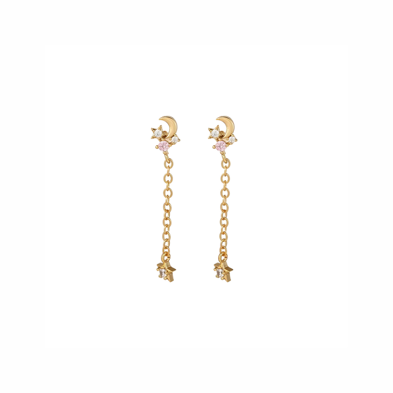 Boucles d'oreilles gouttes lune plaqué or