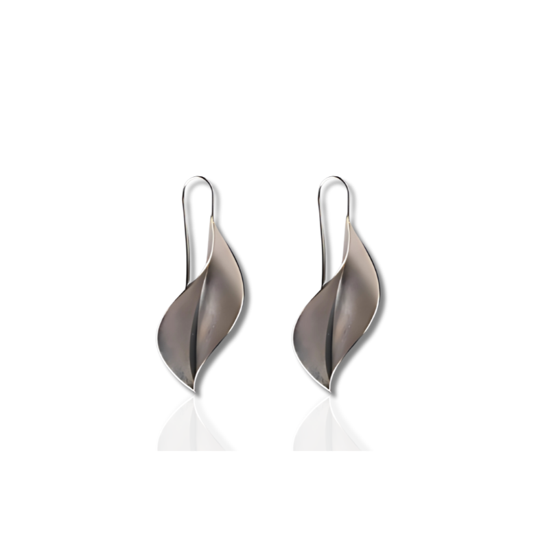 Boucles d'oreilles vintage en forme de feuille plaqué argent