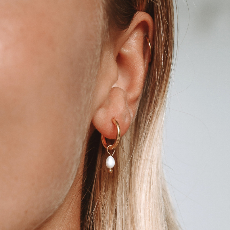 Boucles d'Oreilles en Hoops avec Perles d'Eau Douce