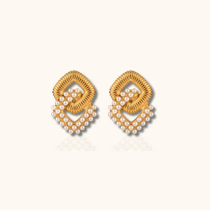 Boucles d'oreilles en perles double couche plaquées or