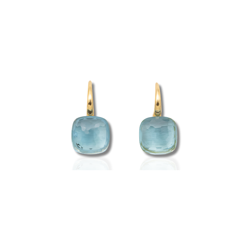 Boucles d'oreilles goutte bleues plaqué or
