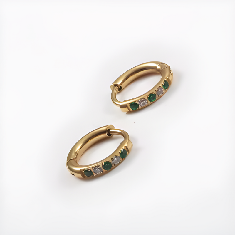 Boucles d'oreilles créoles en zircon multicolore