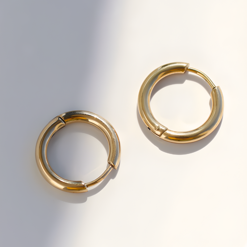 Boucles d'Oreilles Rondes en Hoops Plaquées Or