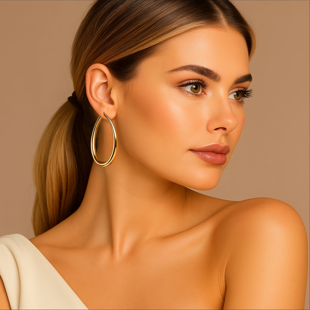 Boucles d'Oreilles Créoles Dorées Vintage