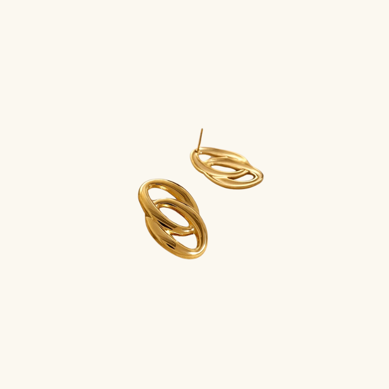 Boucles d'oreilles double ovale en plaqué or